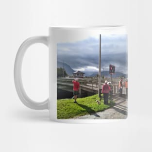 Waiting for the swing bridge to close - Banavie, Scotland Mug